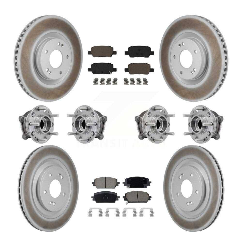 Transit Auto Front Rear Hub Bearings Assembly Coated Disc Brake Rotors And Ceramic Pads Kit (10Pc) For Hyundai Santa Fe Kia