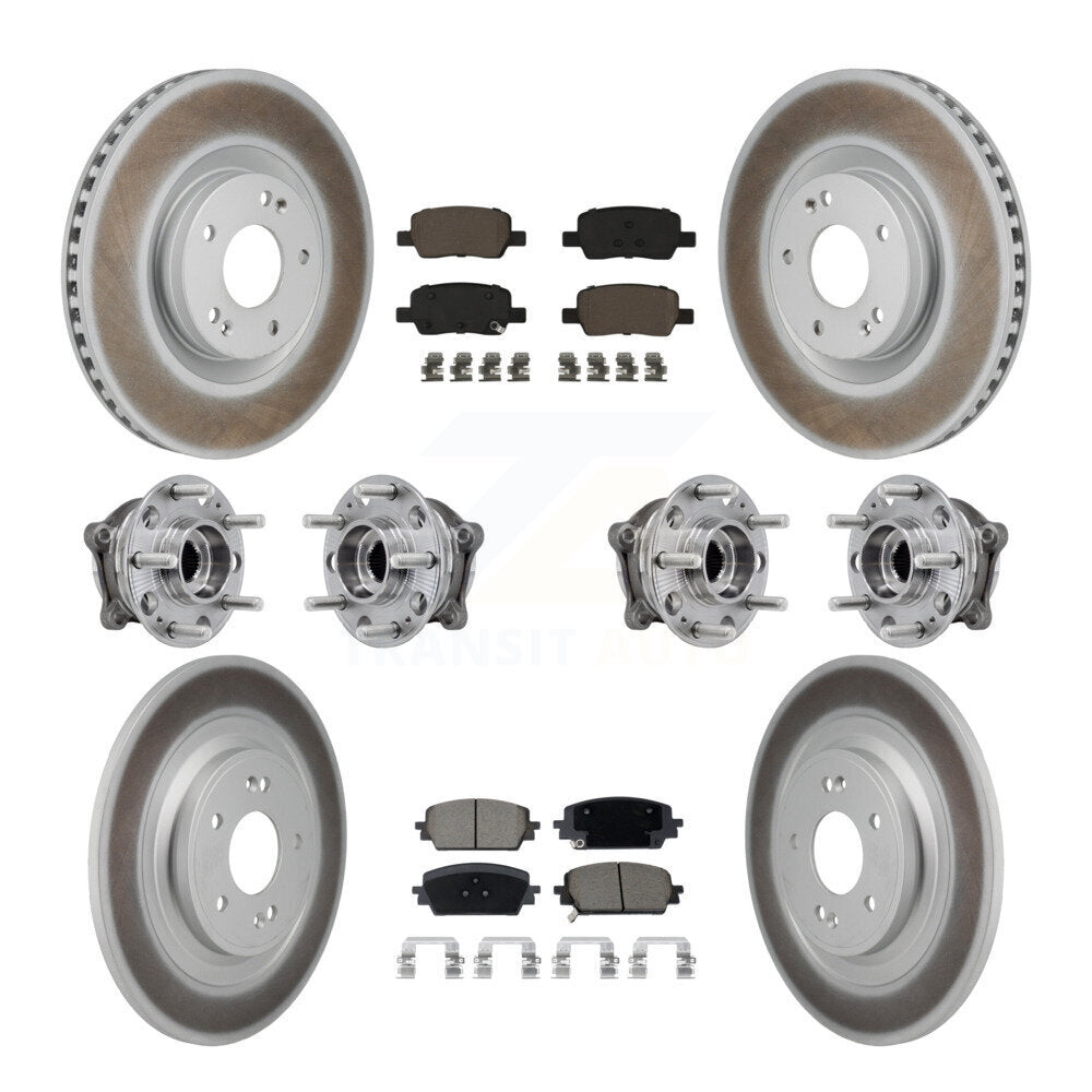 Transit Auto Front Rear Hub Bearings Assembly Coated Disc Brake Rotors And Ceramic Pads Kit (10Pc) For Hyundai Santa Cruz