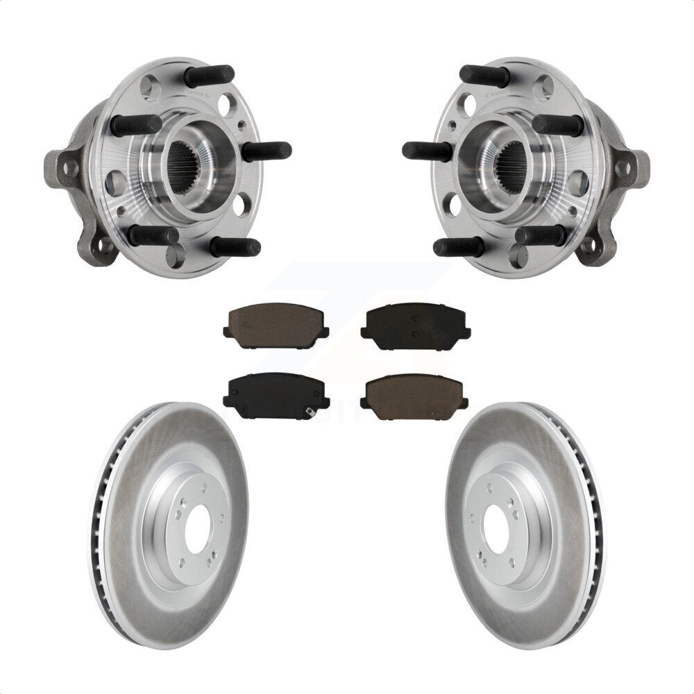 Transit Auto Front Hub Bearing Assembly Coated Disc Brake Rotors And Ceramic Pads Kit For Hyundai Veloster N Automatic Dual