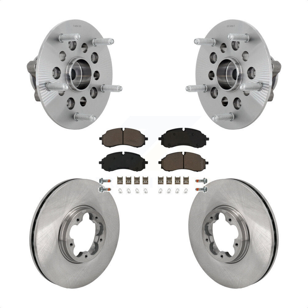Transit Auto Front Hub Bearing Assembly Disc Brake Rotors And Ceramic Pads Kit For 2022-2023 Ford E-Transit With 5 Lug Wheels Without Heavy Duty Axle 115mm Bolt Circle KBB-132153