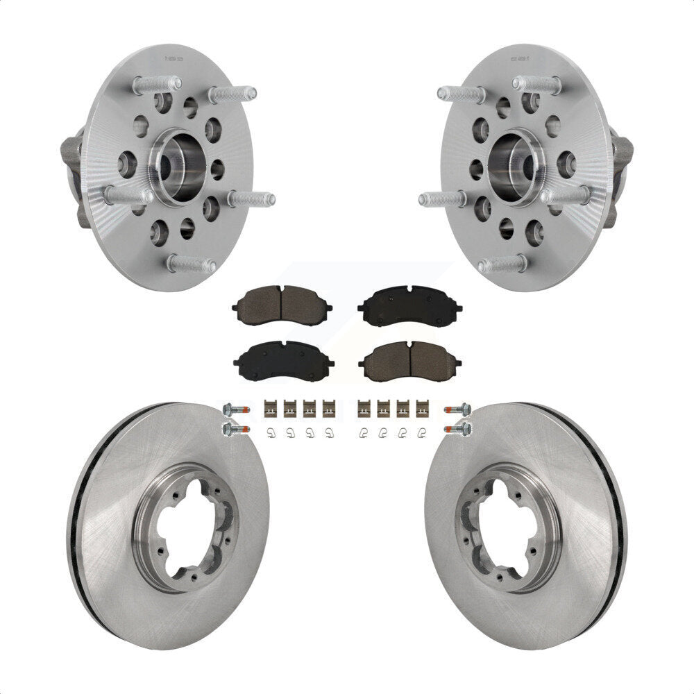 Transit Auto Front Hub Bearing Assembly Disc Brake Rotors And Semi-Metallic Pads Kit For 2022-2023 Ford E-Transit With 5 Lug Wheels Without Heavy Duty Axle 115mm Bolt Circle KBB-132270