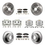 Transit Auto Front Rear Disc Brake Caliper Rotor & Ceramic Pad Kit (10Pc) For GMC Chevrolet Sierra 1500 Silverado Tahoe Yukon Cadillac XL Escalade Suburban ESV With 2 Piston Calipers KC8-101113T
