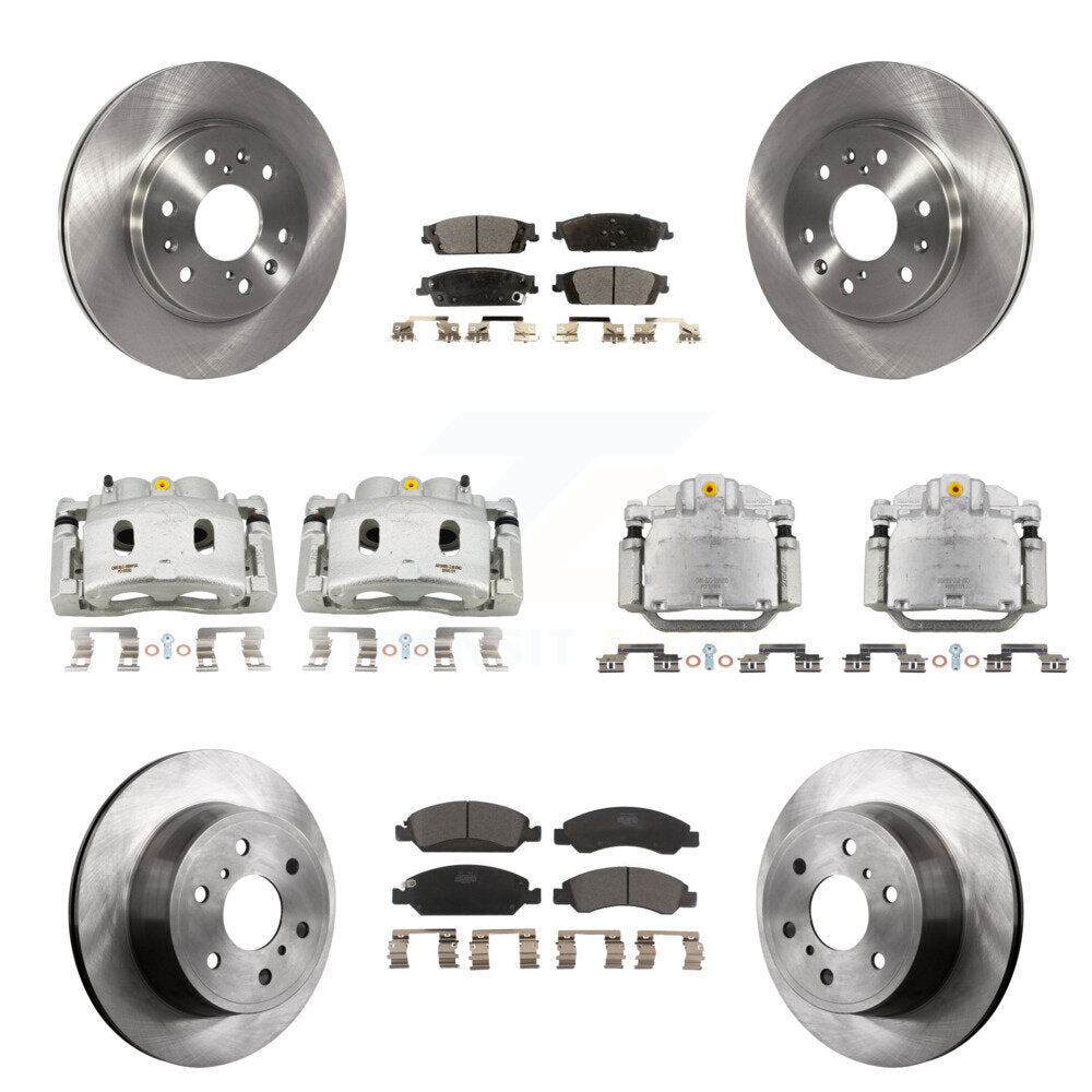 Transit Auto Front Rear Disc Brake Caliper Rotor & Ceramic Pad Kit (10Pc) For GMC Chevrolet Sierra 1500 Silverado Tahoe Yukon Cadillac XL Escalade Suburban ESV With 2 Piston Calipers KC8-101113T