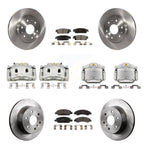 Transit Auto Front Rear Brake Caliper Rotors Semi-Metallic Pad Kit (10Pc) For GMC Chevrolet Sierra 1500 Silverado Tahoe Yukon Cadillac XL Escalade Suburban ESV With 2 Piston Calipers KC8-101118P