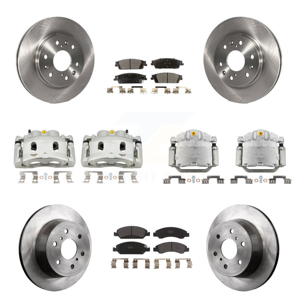 Transit Auto Front Rear Brake Caliper Rotors Semi-Metallic Pad Kit (10Pc) For GMC Chevrolet Sierra 1500 Silverado Tahoe Yukon Cadillac XL Escalade Suburban ESV With 2 Piston Calipers KC8-101118P