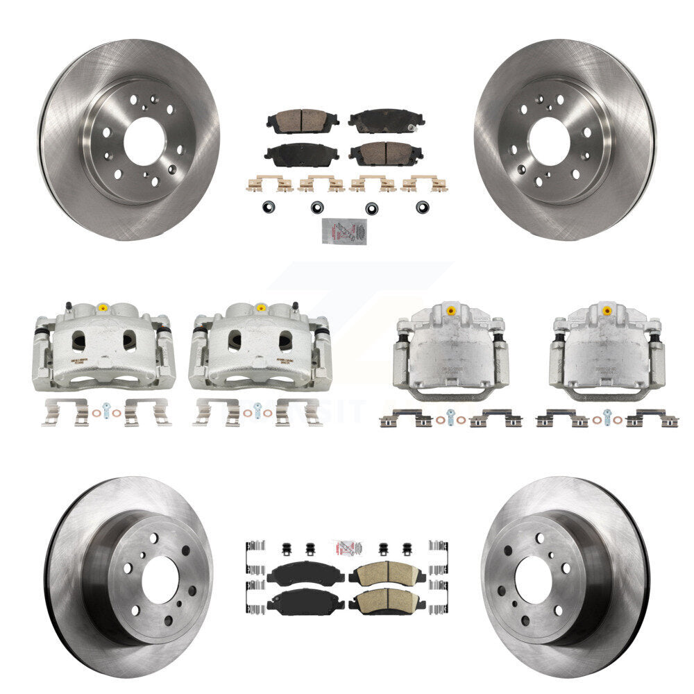 Transit Auto Front Rear Disc Brake Caliper Rotor & Ceramic Pad Kit (10Pc) For GMC Chevrolet Sierra 1500 Silverado Tahoe Yukon Cadillac XL Escalade Suburban ESV With 2 Piston Calipers KC8-102521N