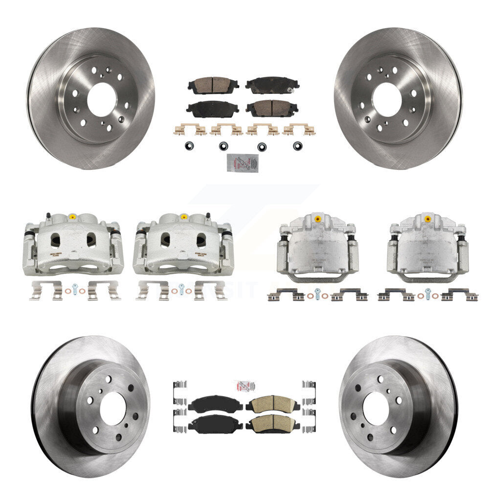Transit Auto Front Rear Disc Brake Caliper Rotor & Ceramic Pad Kit (10Pc) For GMC Chevrolet Sierra 1500 Silverado Tahoe Yukon Cadillac XL Escalade Suburban ESV With 2 Piston Calipers KC8-102522N
