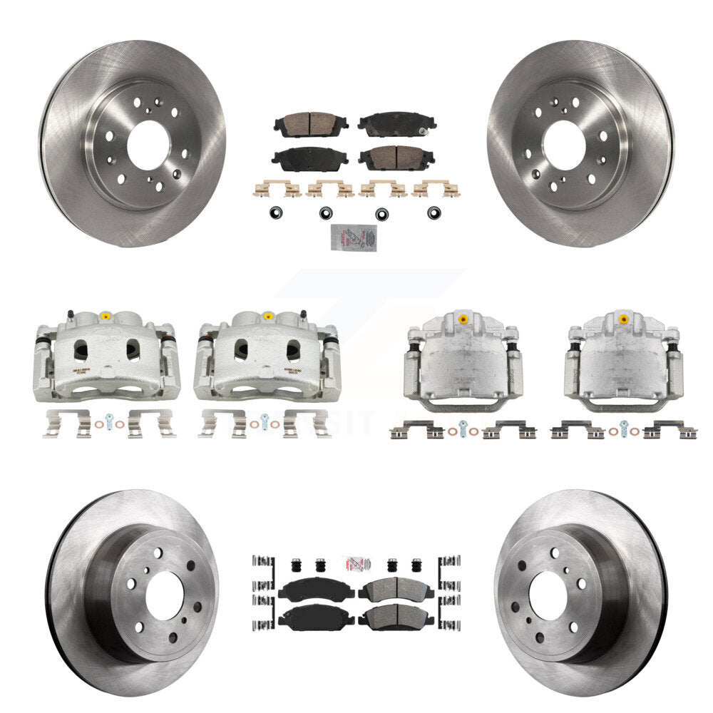 Transit Auto Front Rear Disc Brake Caliper Rotors And Semi-Metallic Ceramic Pads Kit (10Pc) For GMC Chevrolet Sierra 1500 Silverado Tahoe Yukon Cadillac XL Escalade Suburban ESV KC8-102523N