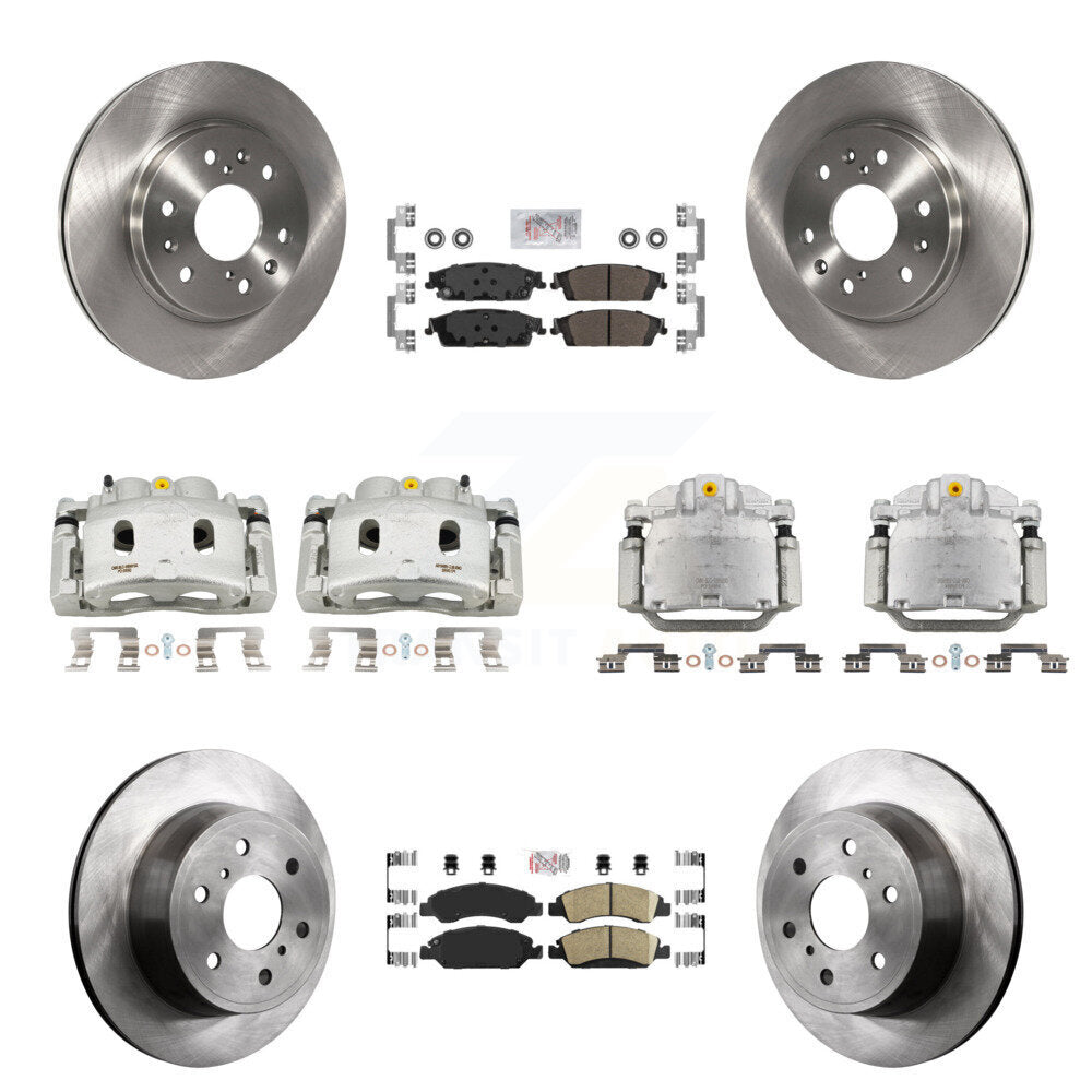 Transit Auto Front Rear Disc Brake Caliper Rotors And Ceramic Semi-Metallic Pads Kit (10Pc) For GMC Chevrolet Sierra 1500 Silverado Tahoe Yukon Cadillac XL Escalade Suburban ESV KC8-102524N
