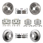 Transit Auto Front Rear Brake Caliper Rotors Semi-Metallic Pad Kit (10Pc) For GMC Chevrolet Sierra 1500 Silverado Tahoe Yukon Cadillac XL Escalade Suburban ESV With 2 Piston Calipers KC8-102526N