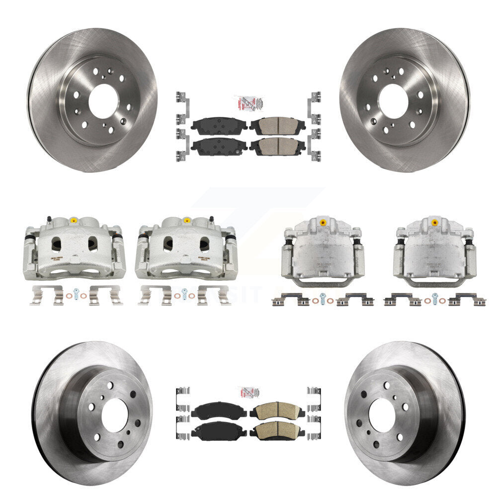Transit Auto Front Rear Disc Brake Caliper Rotor & Ceramic Pad Kit (10Pc) For GMC Chevrolet Sierra 1500 Silverado Tahoe Yukon Cadillac XL Escalade Suburban ESV With 2 Piston Calipers KC8-102528N