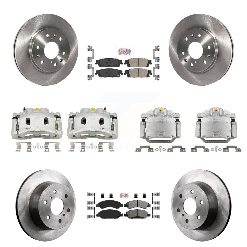 Transit Auto Front Rear Disc Brake Caliper Rotors And Semi-Metallic Ceramic Pads Kit (10Pc) For GMC Chevrolet Sierra 1500 Silverado Tahoe Yukon Cadillac XL Escalade Suburban ESV KC8-102529N
