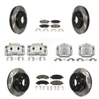 Transit Auto Front Rear Disc Brake Coated Caliper Drilled Slotted Rotors And Ceramic Pads Kit (10Pc) For GMC Chevrolet Sierra 1500 Silverado Tahoe Yukon Cadillac XL Escalade Suburban ESV KCD-100278C