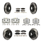 Transit Auto Front Rear Disc Brake Coated Caliper Drilled Slotted Rotors And Ceramic Pads Kit (10Pc) For GMC Chevrolet Sierra 1500 Silverado Tahoe Yukon Cadillac XL Escalade Suburban ESV KCD-100377T