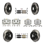 Transit Auto Front Rear Disc Brake Coated Caliper Drilled Slotted Rotors And Ceramic Pads Kit (10Pc) For GMC Chevrolet Sierra 1500 Silverado Tahoe Yukon Cadillac XL Escalade Suburban ESV KCD-100811N