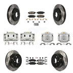 Transit Auto Front Rear Brake Coated Caliper Drill Slotted Rotors Semi-Metallic Ceramic Pad Kit (10Pc) For GMC Chevrolet Sierra 1500 Silverado Tahoe Yukon Cadillac XL Escalade Suburban ESV KCD-100815N