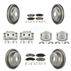 Transit Auto Front Rear Disc Brake Caliper Coated Rotors And Semi-Metallic Pads Kit (10Pc) For GMC Chevrolet Sierra 1500 Silverado Tahoe Yukon Cadillac XL Escalade Suburban ESV KCG-100898S