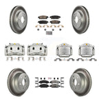 Transit Auto Front Rear Disc Brake Caliper Coated Rotors And Semi-Metallic Ceramic Pads Kit (10Pc) For GMC Chevrolet Sierra 1500 Silverado Tahoe Yukon Cadillac XL Escalade Suburban ESV KCG-102042N