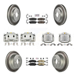 Transit Auto Front Rear Disc Brake Caliper Coated Rotors And Ceramic Semi-Metallic Pads Kit (10Pc) For GMC Chevrolet Sierra 1500 Silverado Tahoe Yukon Cadillac XL Escalade Suburban ESV KCG-102043N