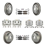 Transit Auto Front Rear Disc Brake Caliper Coated Rotors And Semi-Metallic Pads Kit (10Pc) For GMC Chevrolet Sierra 1500 Silverado Tahoe Yukon Cadillac XL Escalade Suburban ESV KCG-102045N