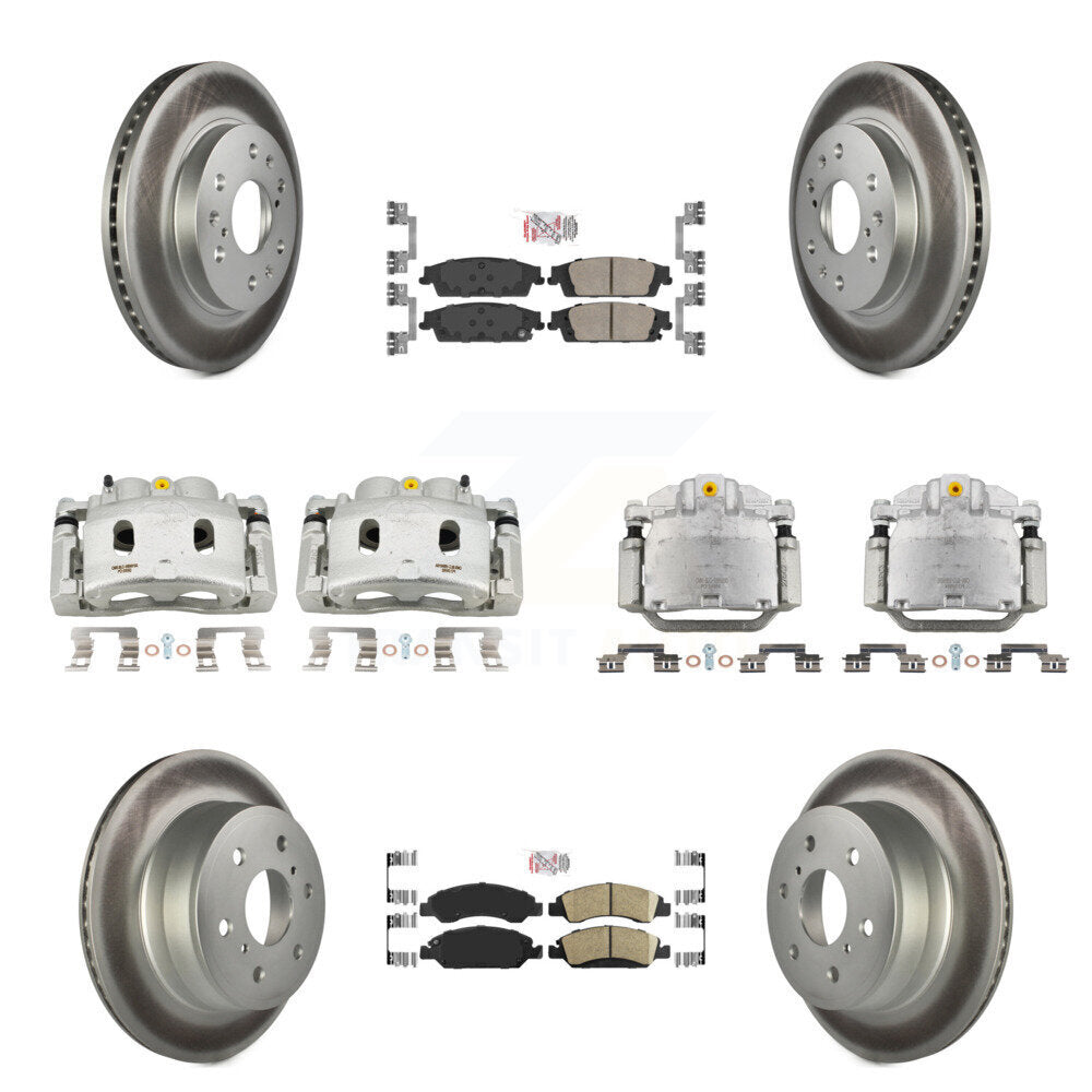 Transit Auto Front Rear Brake Caliper Coat Rotor & Ceramic Pad Kit (10Pc) For GMC Chevrolet Sierra 1500 Silverado Tahoe Yukon Cadillac XL Escalade Suburban ESV With 2 Piston Calipers KCG-102047N