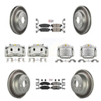 Transit Auto Front Rear Disc Brake Caliper Coated Rotors And Semi-Metallic Ceramic Pads Kit (10Pc) For GMC Chevrolet Sierra 1500 Silverado Tahoe Yukon Cadillac XL Escalade Suburban ESV KCG-102048N