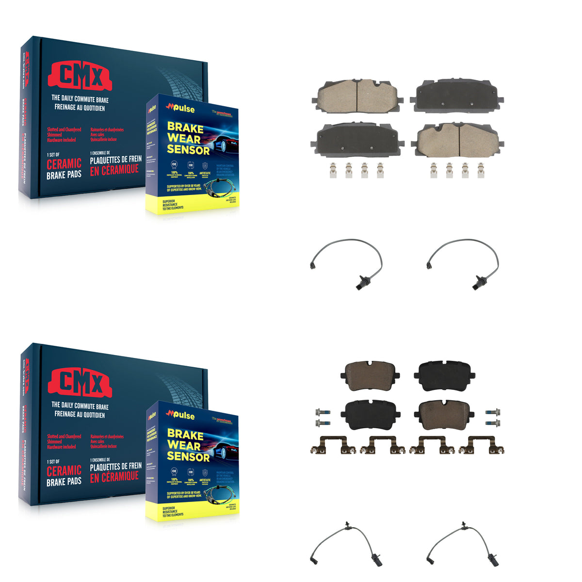 CMX Front Rear Ceramic Disc Brake Pads And Wear Sensors Kit For Audi Q7 Q8 A8 Quattro KCW-101335