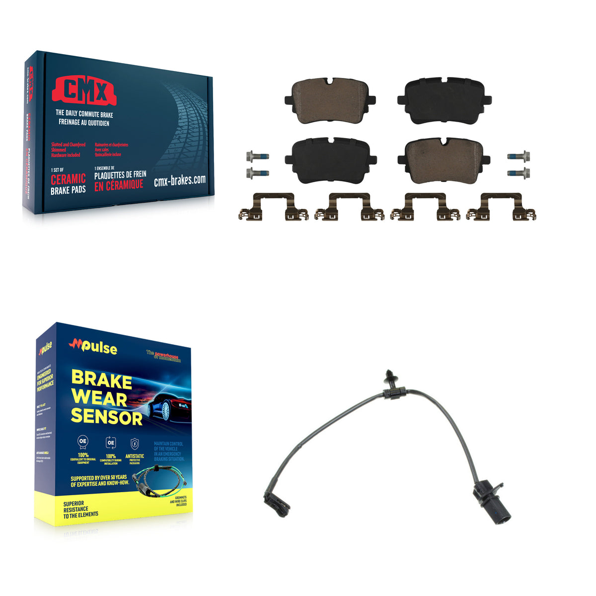 CMX Rear Ceramic Disc Brake Pads And Wear Sensor Kit For Audi Q7 Q8 SQ8 SQ7 A8 Quattro S8 KCW-101406