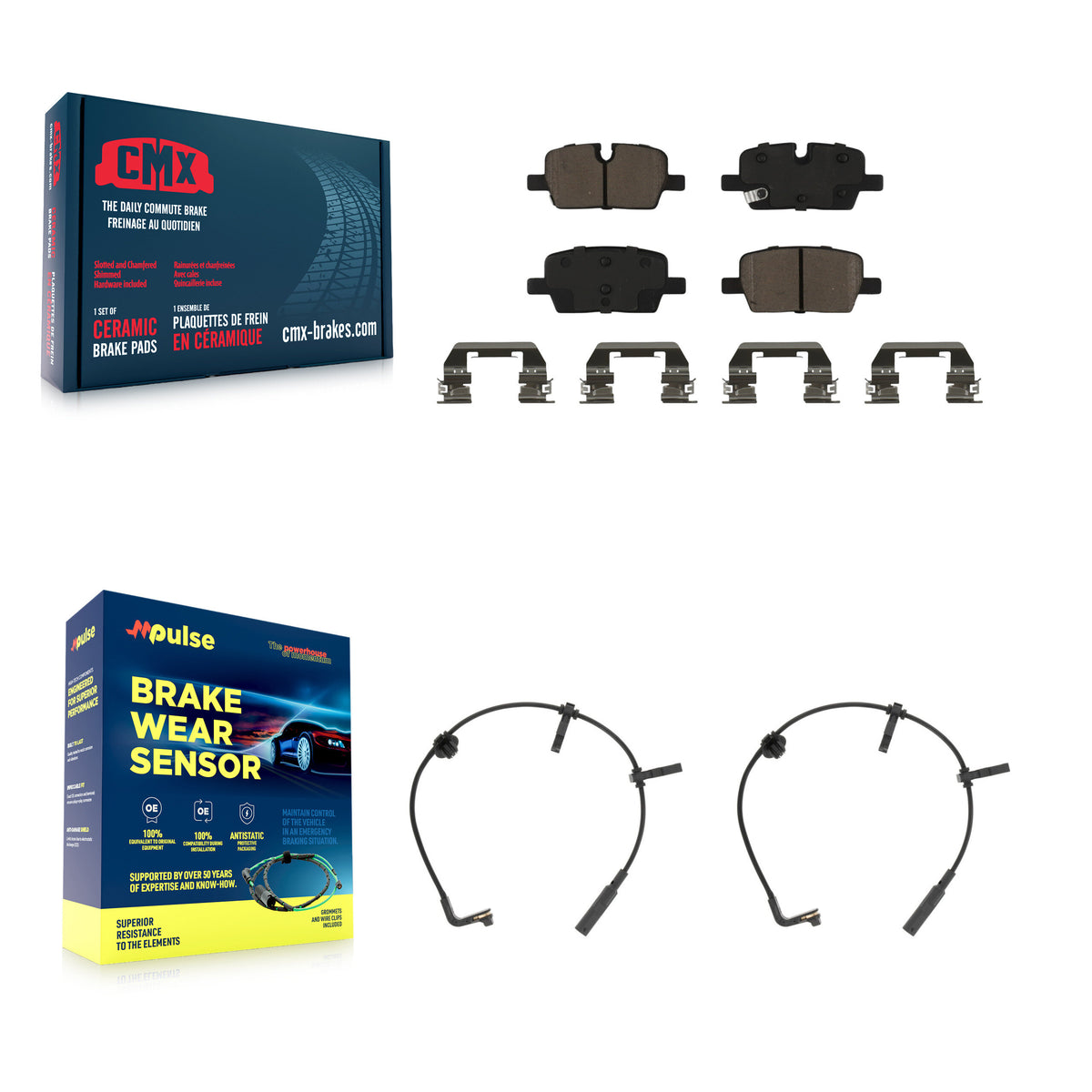 CMX Rear Ceramic Disc Brake Pads And Wear Sensors Kit For Cadillac CT6 KCW-101412