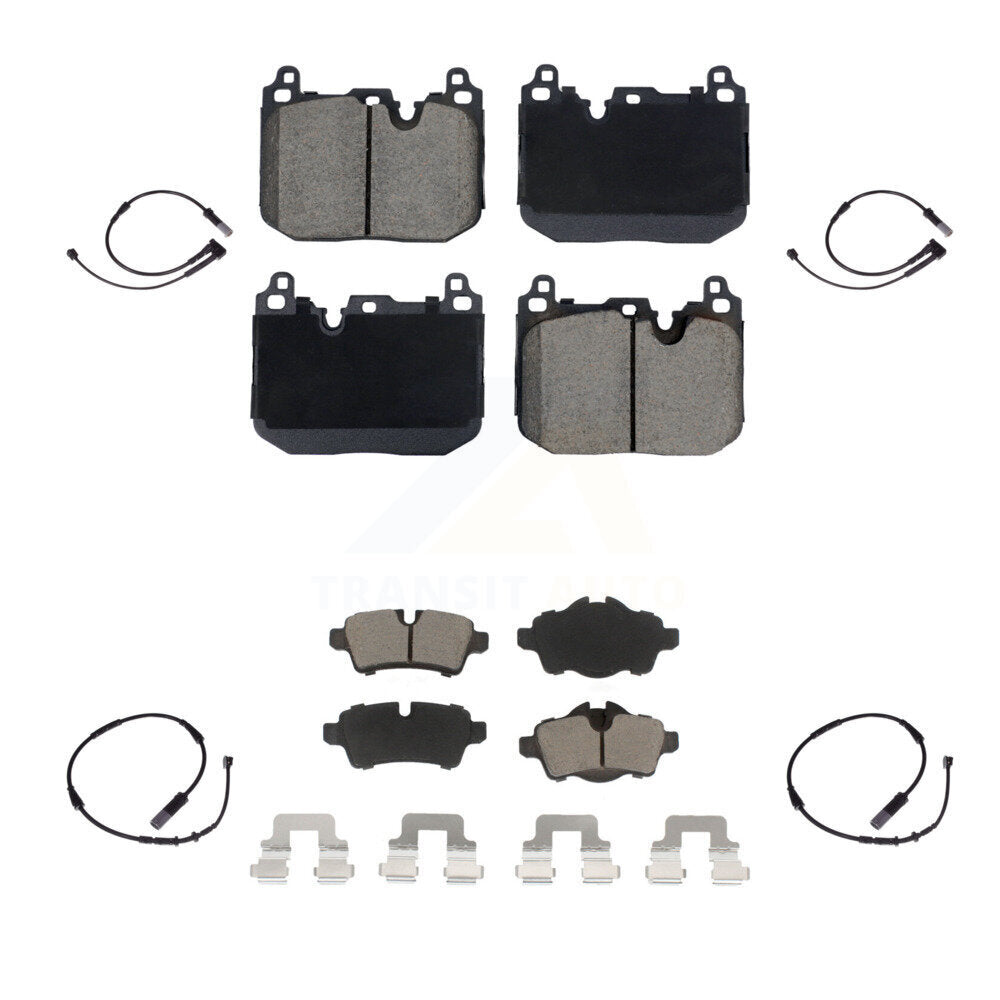CMX Front Rear Ceramic Disc Brake Pads And Wear Sensors Kit For 2015 Mini Cooper S John Works with Hatchback 1.6L With 5 Lug Wheels 4 Piston Caliper KCW-101625