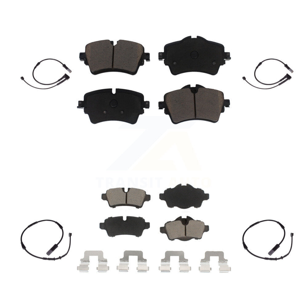 CMX Front Rear Ceramic Disc Brake Pads And Wear Sensors Kit For 2015 Mini Cooper Hatchback with 1.6L With 294mm Diameter Rotor 5 Lug Wheels KCW-101627