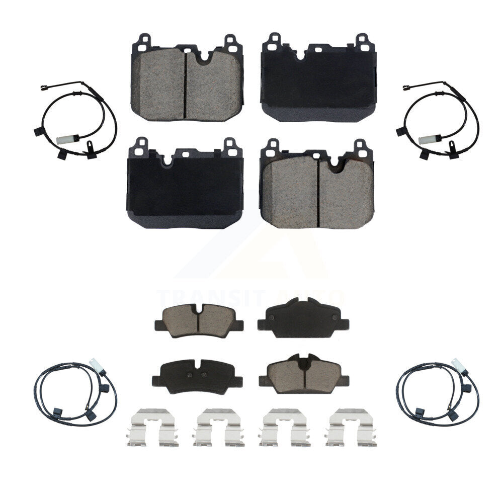 CMX Front Rear Ceramic Disc Brake Pads And Wear Sensors Kit For 2015 Mini Cooper S John Works with Convertible 2.0L With 5 Lug Wheels 4 Piston Caliper KCW-101629