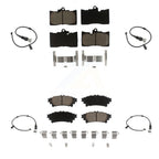 CMX Front Rear Ceramic Disc Brake Pads And Wear Sensors Kit For 2016-2020 Lexus GS350 AWD with 3.5L 380mm Brembo 6 Piston Calipers KCW-101636
