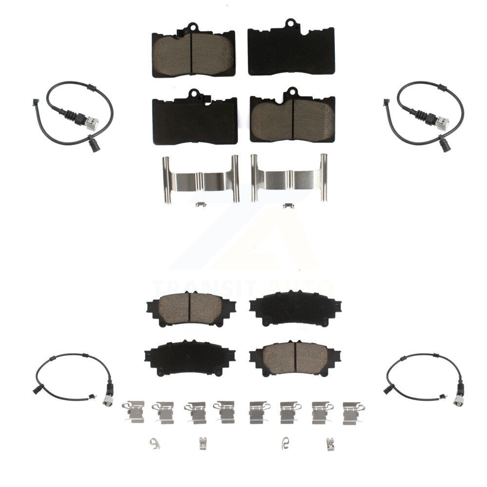 CMX Front Rear Ceramic Disc Brake Pads And Wear Sensors Kit For 2016-2020 Lexus GS350 AWD with 3.5L 380mm Brembo 6 Piston Calipers KCW-101636