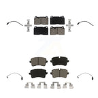 CMX Front Rear Ceramic Disc Brake Pads And Wear Sensors Kit For 2017 Porsche Macan 2.0L With Cast Iron Black Painted Calipers KCW-101637