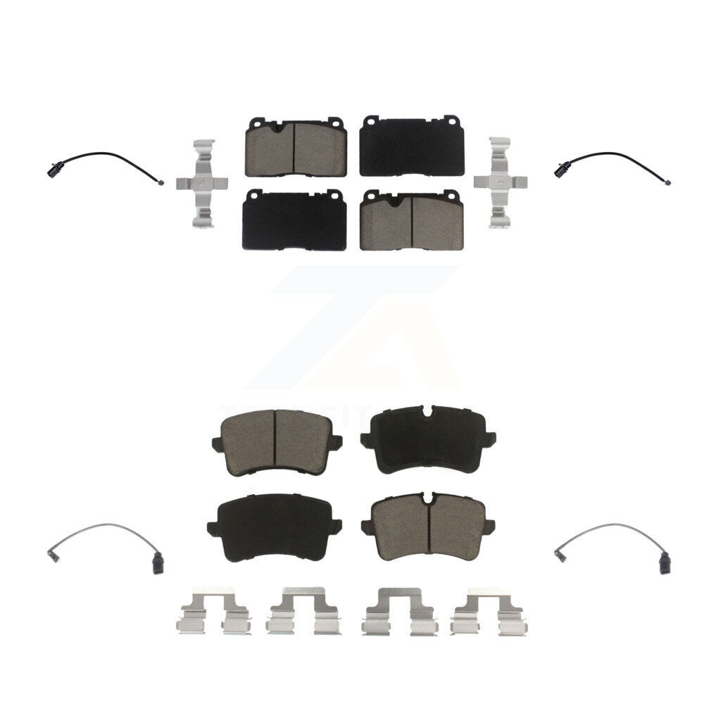 CMX Front Rear Ceramic Disc Brake Pads And Wear Sensors Kit For 2017 Porsche Macan 2.0L With Cast Iron Black Painted Calipers KCW-101637