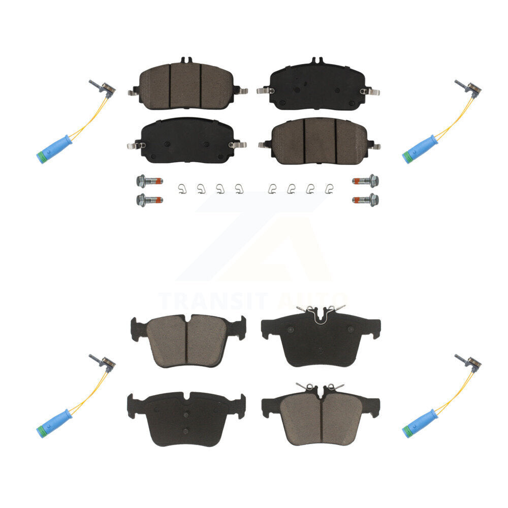 CMX Front Rear Ceramic Disc Brake Pads And Wear Sensors Kit For 2022-2023 Mercedes-Benz C300 Convertible Coupe Without Sport Package With 330mm Diameter Rotor KCW-101652