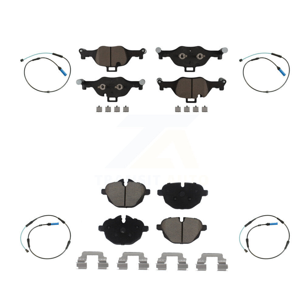 CMX Front Rear Ceramic Disc Brake Pads And Wear Sensors Kit For 2017-2023 BMW 530i xDrive Without Blue Painted Calipers KCW-101655