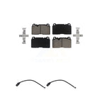 CMX Front Ceramic Disc Brake Pads And Wear Sensor Pairs Kit For 2017-2019 Porsche Macan 2.0L With Cast Iron Black Painted Calipers KCW-101675