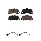 CMX Front Ceramic Disc Brake Pads And Wear Sensor Pairs Kit For 2020 Porsche Cayenne Turbo S E-Hybrid Coupe with 4.0L With 350mm Diameter Rotor Cast Iron KCW-101679