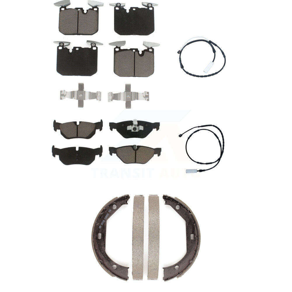 CMX Front Rear Ceramic Disc Brake Pads And Wear Sensors Kit (5Pc) For 2013 BMW 328i xDrive Sedan with AWD 3.0L With 340mm Diameter Rotor KCW-101689