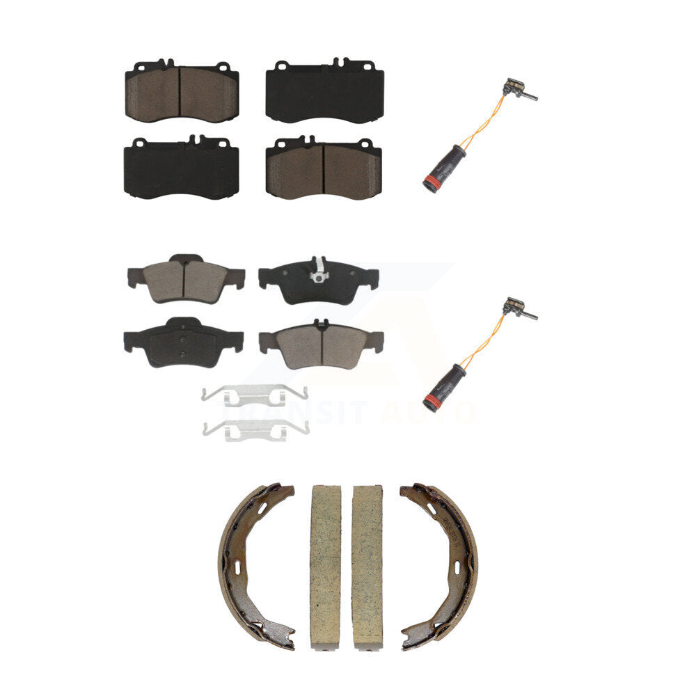 CMX Front Rear Ceramic Disc Brake Pads And Wear Sensors Kit (5Pc) For 2011 Mercedes-Benz E550 207.372 212.072 212.090 207.472 body code with Sedan RWD 5.5L rear brakes KCW-101693
