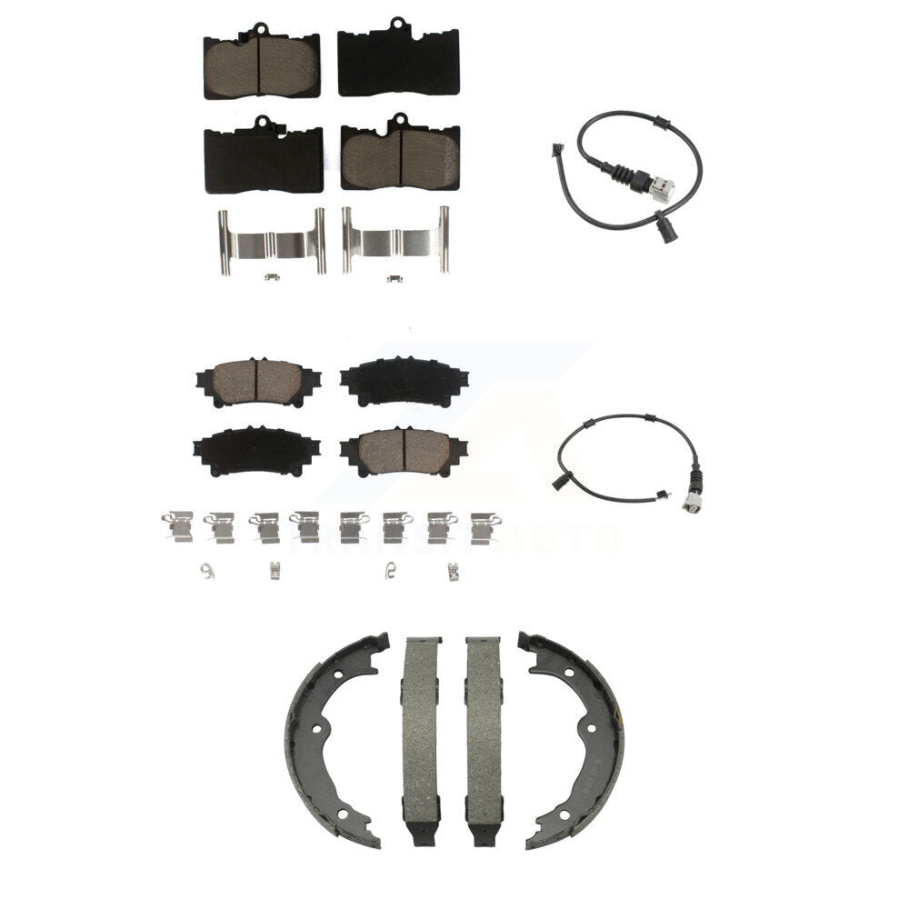 CMX Front Rear Ceramic Disc Brake Pads And Wear Sensors Kit (5Pc) For 2016-2020 Lexus GS350 AWD with 3.5L 380mm Brembo 6 Piston Calipers KCW-101696