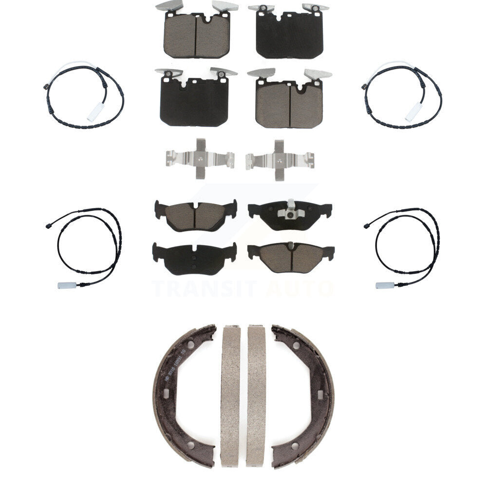 CMX Front Rear Ceramic Disc Brake Pads And Wear Sensors Kit (7Pc) For 2013 BMW 328i xDrive Sedan with AWD 3.0L With 340mm Diameter Rotor KCW-101700