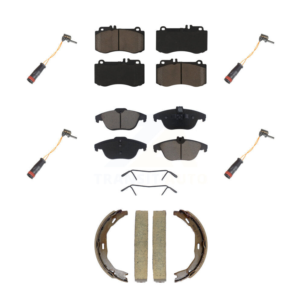 CMX Front Rear Ceramic Disc Brake Pads And Wear Sensors Kit (7Pc) For Mercedes-Benz E350 With 344mm Diameter Rotor KCW-101703