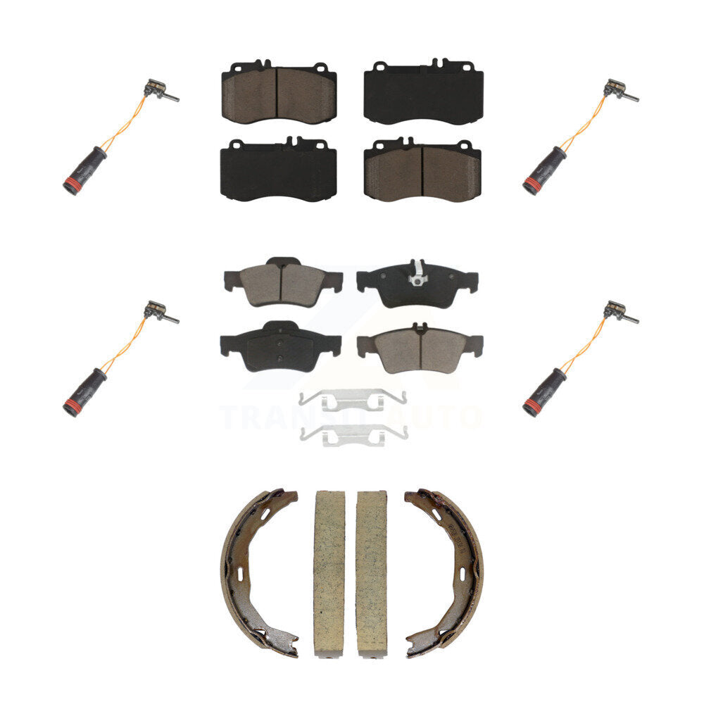 CMX Front Rear Ceramic Disc Brake Pads And Wear Sensors Kit (7Pc) For 2011 Mercedes-Benz E550 207.372 212.072 212.090 207.472 body code with Sedan RWD 5.5L rear brakes KCW-101704