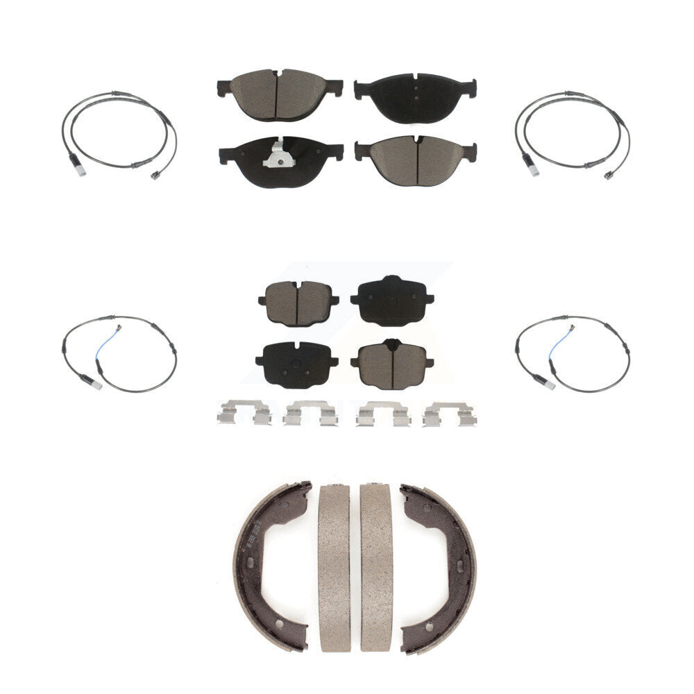 CMX Front Rear Ceramic Disc Brake Pads And Wear Sensors Kit (7Pc) For 2011 BMW 550i xDrive KCW-101705