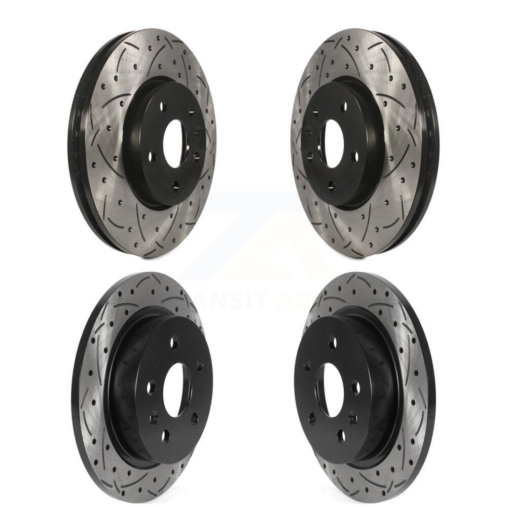 DS-One Front Rear Coated Drilled Slotted Disc Brake Rotors Kit For 2013-2015 Chevrolet Malibu Naturally Aspirated With 321mm Diameter Rotor KD-100902