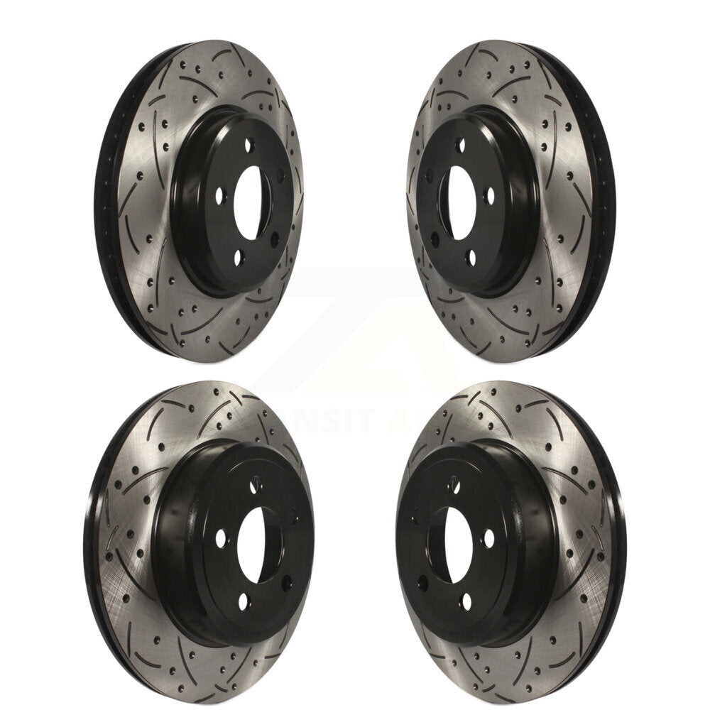 DS-One Front Rear Coated Drilled Slotted Disc Brake Rotors Kit For 2019 Dodge Challenger SXT with AWD With 320mm Diameter Rotor KD-100903