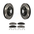 Transit Auto Front Coated Drilled Slotted Disc Brake Rotors And Ceramic Pads Kit For 2019 Dodge Challenger SXT with AWD With 320mm Diameter Rotor KDC-100194